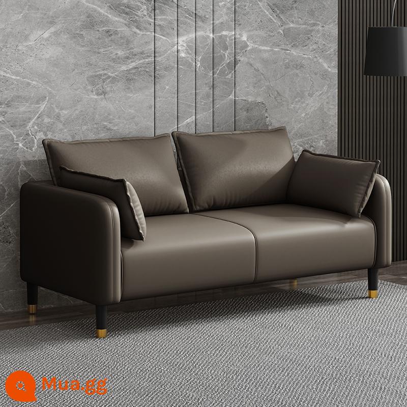 Phong cách Ý công nghệ không cần giặt vải căn hộ nhỏ sofa phòng khách phòng cho thuê đơn giản sofa da đôi sofa nhỏ ba chỗ ngồi - Vải kỹ thuật không giặt màu nâu