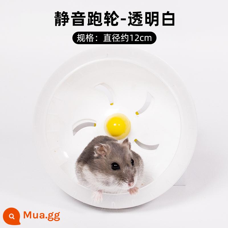 Hamster bánh xe chạy có giá đỡ gấu vàng con lăn siêu êm chuyên dụng đồ chơi cảnh quan quy mô lớn cung cấp máy chạy bộ lớn - Bánh xe chạy 12cm - màu trắng trong suốt