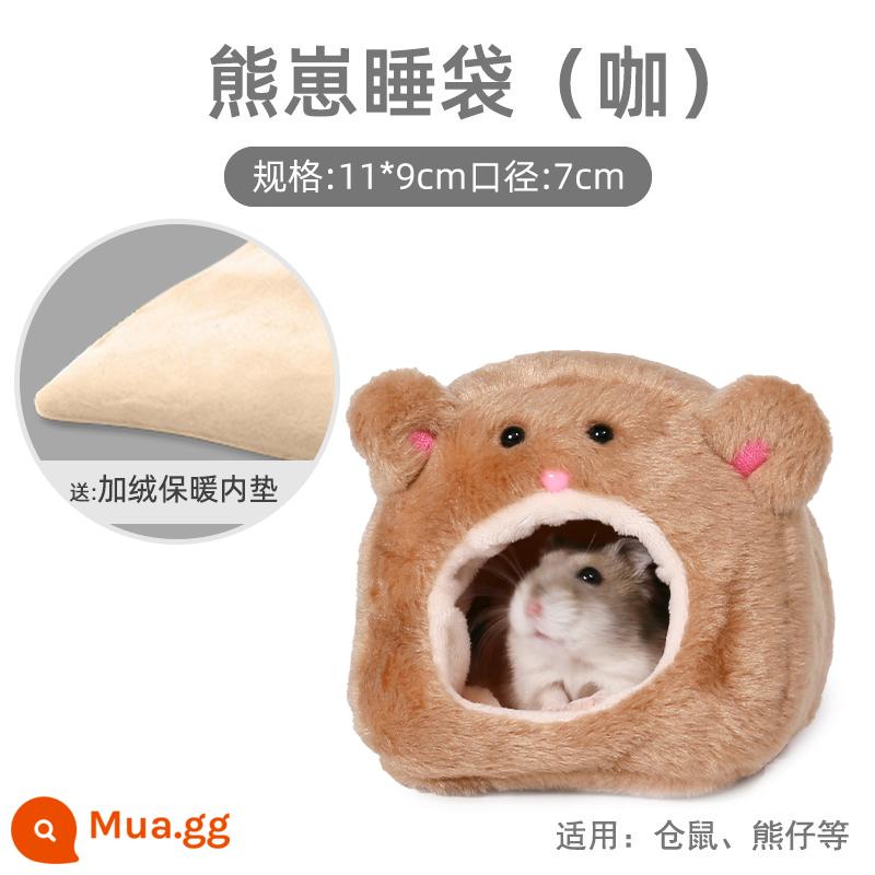 Hamster bông ấm tổ gấu vàng mùa đông tổ nhỏ mật ong túi lượn hoa cành chuột trốn nhà mùa đông đồ dùng mùa đông - Túi ngủ gấu cub - có đệm bên trong (lùn béo, gấu vàng, chuột hoa)