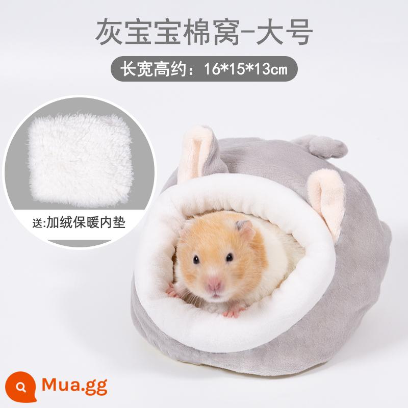 Hamster bông ấm tổ gấu vàng mùa đông tổ nhỏ mật ong túi lượn hoa cành chuột trốn nhà mùa đông đồ dùng mùa đông - [80% khách hàng lựa chọn] Bé Xám Lớn - đệm nhung dày bên trong (gấu vàng, lùn mập)