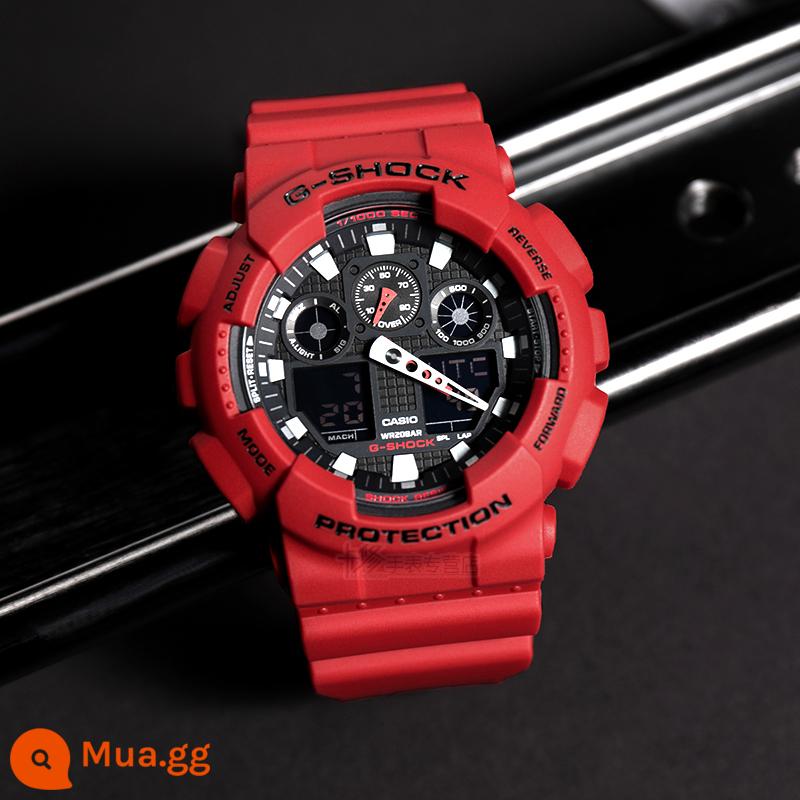 Đồng hồ CASIOCASIO xanh dương nam g-shock thể thao sinh viên chống nước sương mù xanh chống sốc kháng từ GA-100 - GA-100B-4A[Nam châm]