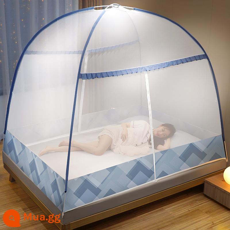 Mùng yurt không cần lắp đặt phòng ngủ gia đình giường 1.2m khung mái chống bụi 2023 chống ngã trẻ em mẫu mới - Áo hình học/gạc đơn giản và thoáng khí