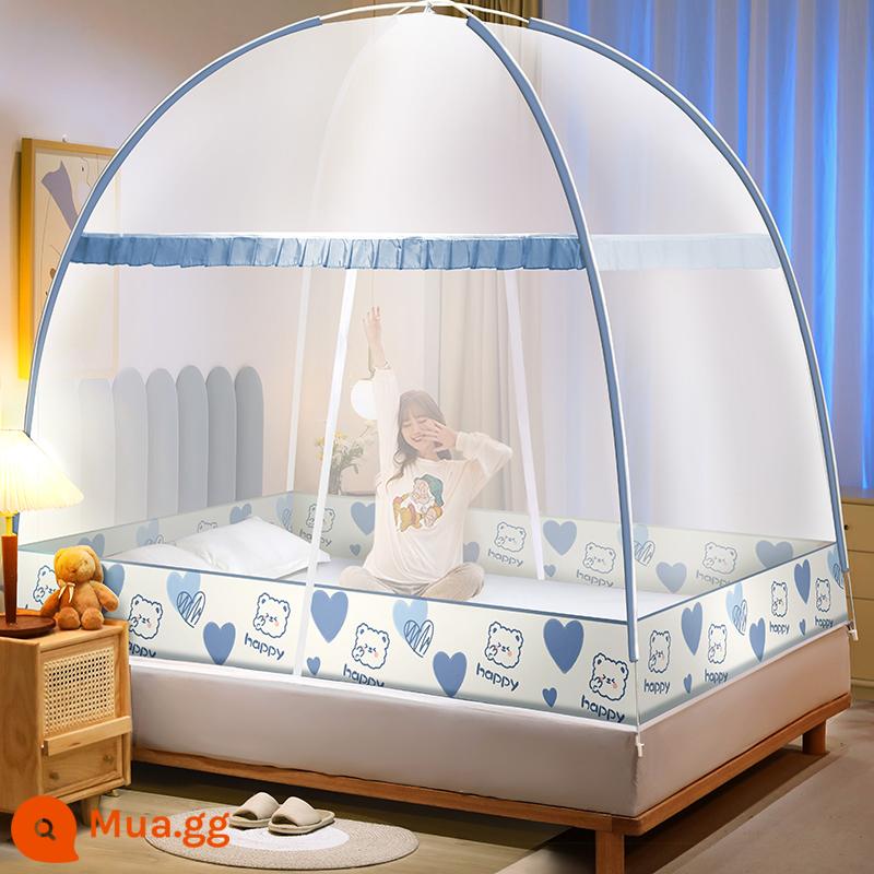 Mùng yurt không cần lắp đặt phòng ngủ gia đình giường 1.2m khung mái chống bụi 2023 chống ngã trẻ em mẫu mới - Chăm sóc Gấu/Gauze Top Đơn giản và thoáng khí