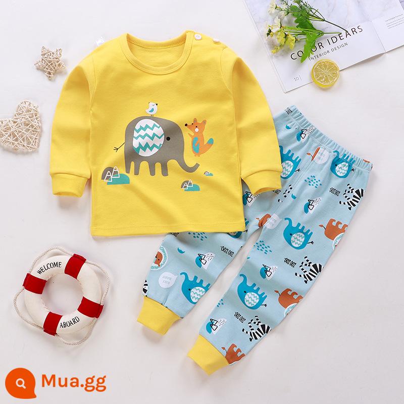 Bộ quần áo mùa thu trẻ em, đồ lót cotton nguyên chất cho bé, áo len cotton, đồ ngủ trẻ em, đồ mặc nhà cho bé trai và bé gái, quần áo mùa thu và quần vệ sinh - Bông nguyên chất loại A C31