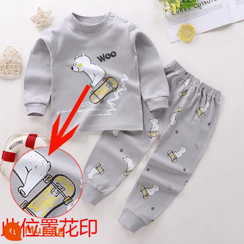 Bộ quần áo mùa thu trẻ em, đồ lót cotton nguyên chất cho bé, áo len cotton, đồ ngủ trẻ em, đồ mặc nhà cho bé trai và bé gái, quần áo mùa thu và quần vệ sinh - Bông nguyên chất loại A C52