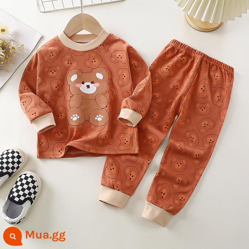 Bộ quần áo mùa thu trẻ em, đồ lót cotton nguyên chất cho bé, áo len cotton, đồ ngủ trẻ em, đồ mặc nhà cho bé trai và bé gái, quần áo mùa thu và quần vệ sinh - Bông nguyên chất loại A C14