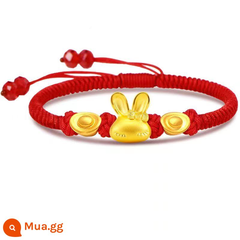 Năm Con Thỏ Vàng Nguyên Chất 999 Thỏ Vàng Dây Đỏ Handmade Nữ Năm Sinh Chuyển Hạt Lễ Tình Nhân Quà Tặng Cho Bạn Gái - Vàng nguyên chất 999 thỏ + một cặp thỏi