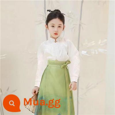 Gió xuân bé gái cổ mặt ngựa bộ váy dài tay bé gái Hanfu váy mùa thu quần áo trẻ em nhà Minh Bộ đồ - Qianli Jiangshan [áo riêng] dài tay