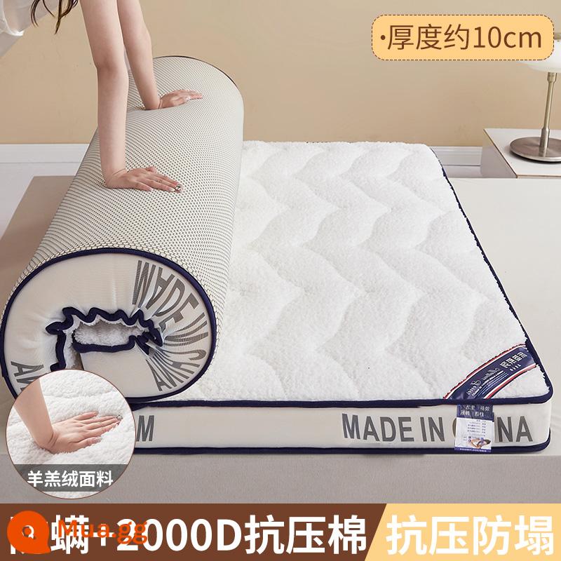 Nệm đệm nhà dày chiếu tatami chiếu ký túc xá sinh viên nệm đơn cứng chiếu mùa đông cho thuê thảm đặc biệt - Chiều cao 10 cm-Trắng nhung cừu [Phong cách ấm áp mùa đông-Lưới thoáng khí dưới mắt chim]