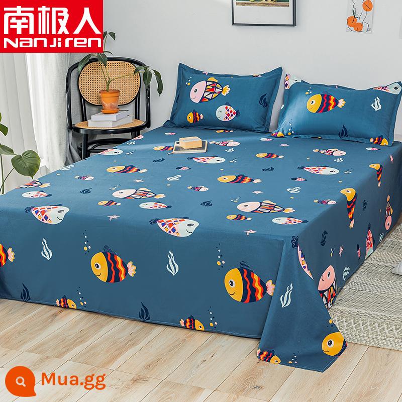 Người Nam Cực đã giặt ga trải giường cotton ký túc xá đơn sinh viên giường đôi 1,5m ký túc xá trẻ em ga chăn nam - cá hạnh phúc