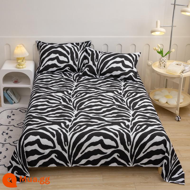 Người Nam Cực đã giặt ga trải giường cotton ký túc xá đơn sinh viên giường đôi 1,5m ký túc xá trẻ em ga chăn nam - Ngựa Vằn-XL