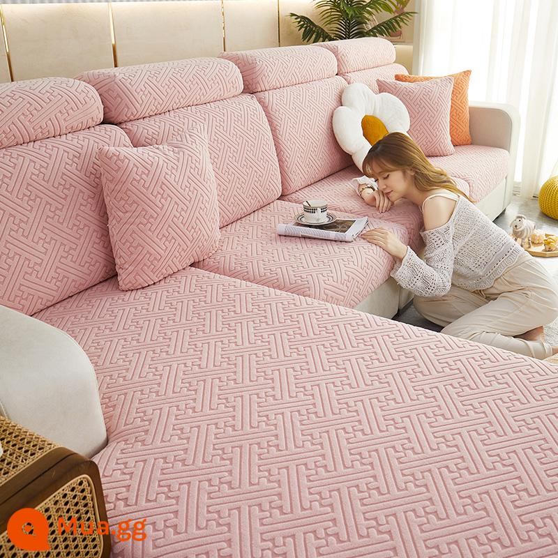 Ghế Sofa Đa Năng Bao Gồm Tất Cả Đơn Giản Bốn Mùa Đa Năng Chống Trơn Trượt Sofa Đệm Sofa Đệm Co Giãn Ghế Sofa - rõ ràng/hồng