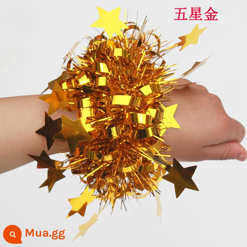 Mẫu giáo khiêu vũ hoa cổ tay 61 Ngày thiếu nhi thể hiện tay sequin hoa thể thao cuộc họp đạo cụ chuông vòng tay - Vàng năm sao màu nâu