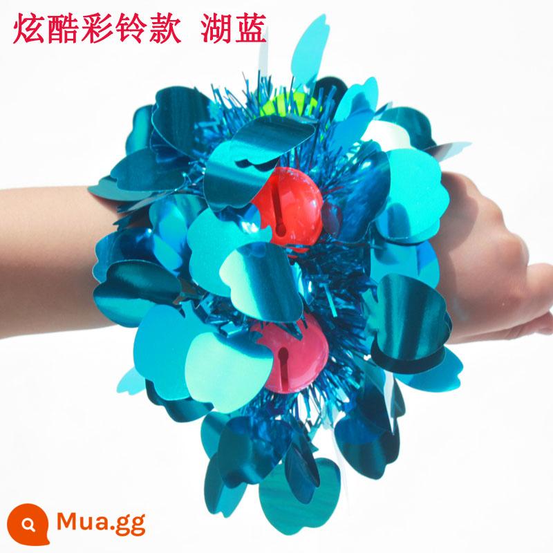 Mẫu giáo khiêu vũ hoa cổ tay 61 Ngày thiếu nhi thể hiện tay sequin hoa thể thao cuộc họp đạo cụ chuông vòng tay - Màu xanh ngọc lục bảo Vòng gọi mát mẻ Hồ xanh