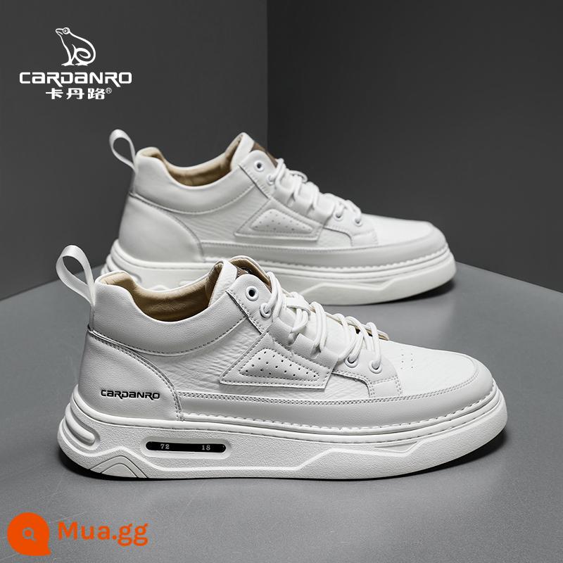 Giày Da Nam Cardan Road 2023 Mới Hợp Thời Trang Mùa Hè Thoáng Khí Phù Hợp Với Giày Sneaker Nam Giày Thường Nhỏ Giày Trắng - Trắng [lớp lót đơn]