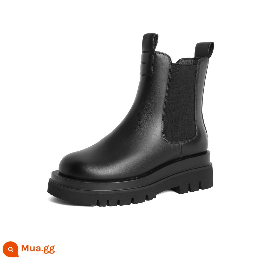 Belle Retro Ống Khói Giày Bốt Nữ Mùa Đông 2023 Nhung Mới Giày Chelsea Boot Đế Dày Giày Boot Cổ Ngắn A2Z1DDD3 - màu đen đơn