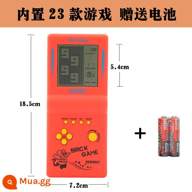 Máy chơi game Tetris arcade máy cầm tay thập niên 80 và 90 cổ điển màu trắng cổ điển máy chơi game nỗi nhớ thời thơ ấu - Màn hình lớn 3,5 inch độ nét cao mới nâng cấp màu cam đi kèm pin