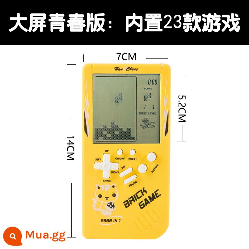 Máy chơi game cầm tay Tetris màn hình lớn thập niên 80 và 90 cổ điển hoài cổ đồ chơi trẻ em cầm tay kiểu cũ - Màn hình lớn màu vàng đi kèm 2 pin AA