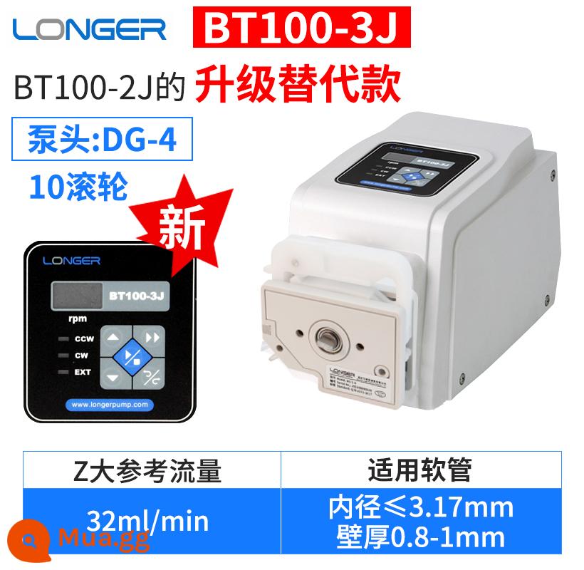 Phòng thí nghiệm bơm nhu động Bảo Định Lange BT100-2J bt100-3j Máy bơm lưu lượng lớn liên tục với ống chống axit và kiềm - BT100-3J+DG-4 (10 con lăn) mới