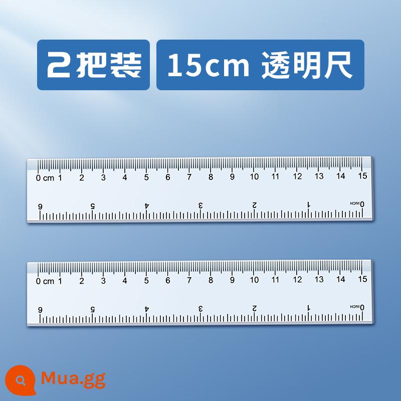 Thước thẳng trong suốt dành cho học sinh tiểu học đa chức năng 15/20/30 cm 40 cm thước nhựa cho trẻ em vẽ thước đo thước thép loại một Bộ thép không gỉ đường lượn sóng - 2 nắm 15cm