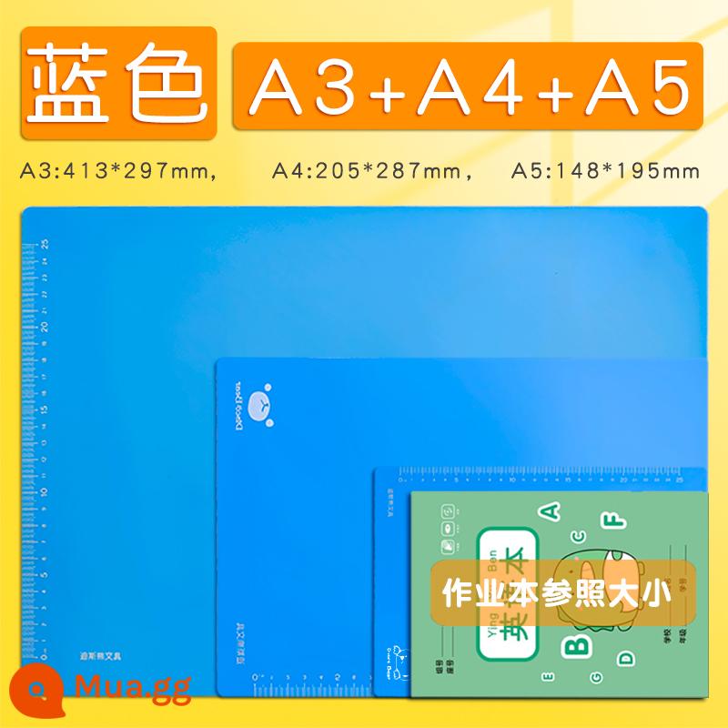 Thảm để bàn A3 học sinh tiểu học viết và vẽ bài tập về nhà bảng viết Thảm silicon mềm A4 kỳ thi này thực hành đặc biệt giấy kiểm tra thư pháp bút cứng trong suốt thảm thư pháp thảm nhựa trẻ em bìa cứng lớp một - [A3+A4+A5] xanh lam [A5 dành cho sách bài tập nhỏ]