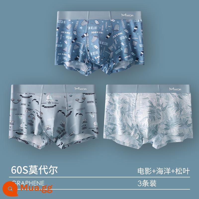 Catman Quần Lót Nam Bé Trai Quần Short Cotton Modal 100% Cotton Tập Thanh Niên Rời Thoáng Khí Quần Boxer - 3 Gói [60S Modal + Kháng khuẩn Graphene] Kết hợp 11