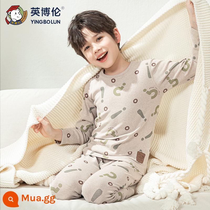 Bộ quần áo thu đông và quần vệ sinh bé trai Inbolun Bộ đồ lót cotton ấm áp nguyên chất cho bé Bộ đồ ngủ Bộ đồ ngủ cotton mùa thu đông cho bé từ trung cấp trở lên - Gạo kéo sợi màu 80759