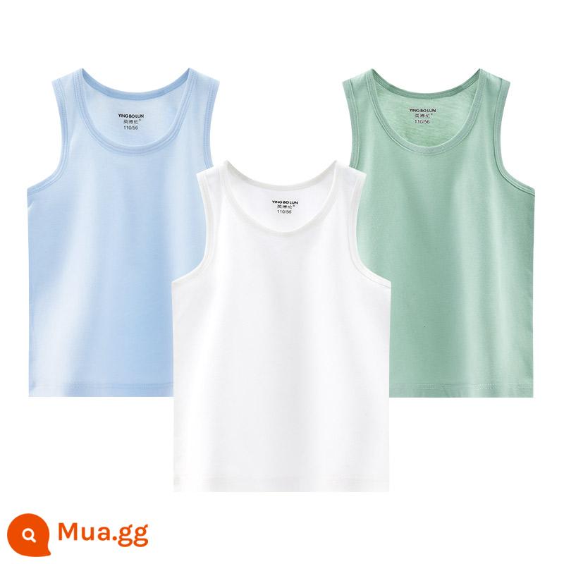 Inblen trẻ em áo vest nhỏ cotton mùa hè phần mỏng bé trai bé trai bé lớn con mặc bên trong đáy áo vest - 88551 trắng + xanh + xanh