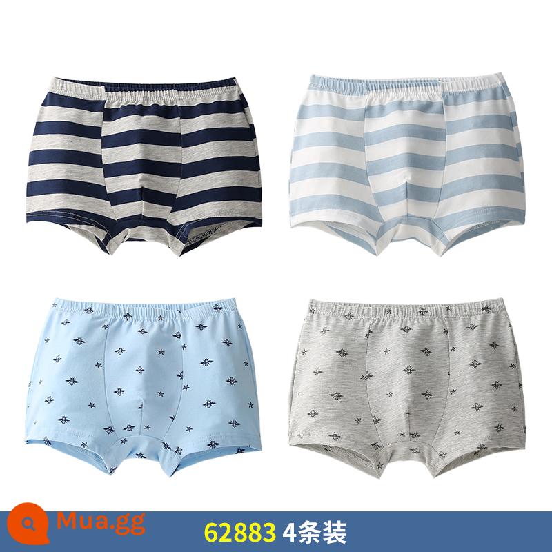 Inblen Quần Lót Trẻ Em Bé Trai Modal Cotton Boxer Thiếu Niên Sinh Viên Quần Lót Boxer Bé Trai Lớn - 62883 bốn gói