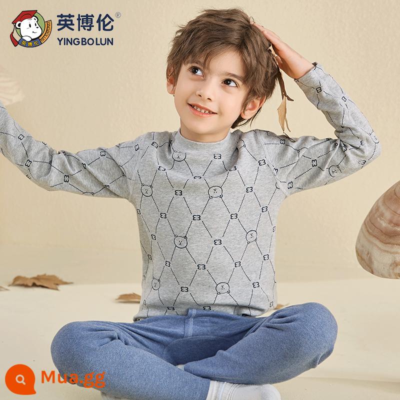 Inblen Bé Trai Hot Quần Áo Thục Nhung Cotton Nguyên Chất Quần Lót Trẻ Em Vệ Sinh Quần Dày Cổ Giữa Bé Trai Áo Len Cotton - 85283 màu xám