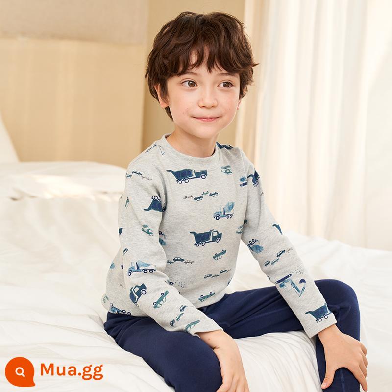 Inblen Bé Trai Hot Quần Áo Thục Nhung Cotton Nguyên Chất Quần Lót Trẻ Em Vệ Sinh Quần Dày Cổ Giữa Bé Trai Áo Len Cotton - 80552 tro cây gai dầu