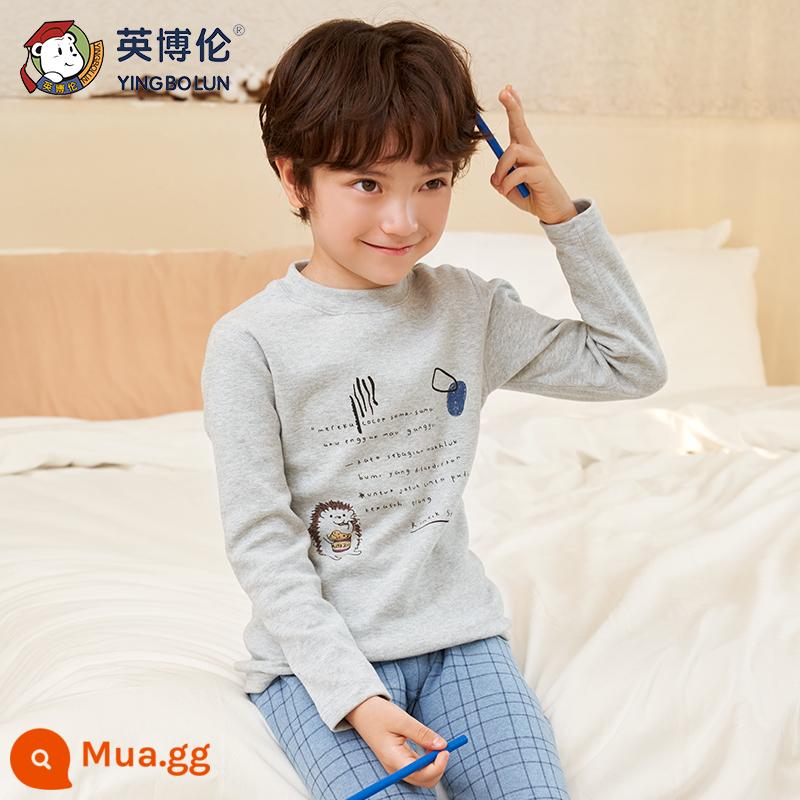 Inblen Bé Trai Hot Quần Áo Thục Nhung Cotton Nguyên Chất Quần Lót Trẻ Em Vệ Sinh Quần Dày Cổ Giữa Bé Trai Áo Len Cotton - 80558 màu xám