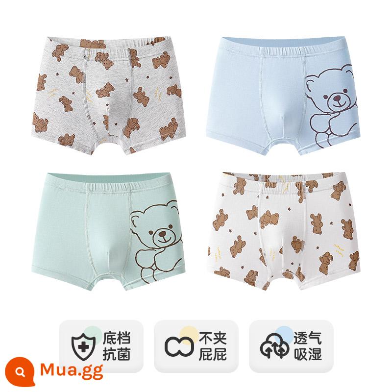 Inblen Quần Lót Trẻ Em Bé Trai Modal Cotton Boxer Thiếu Niên Sinh Viên Quần Lót Boxer Bé Trai Lớn - 15239 bốn gói