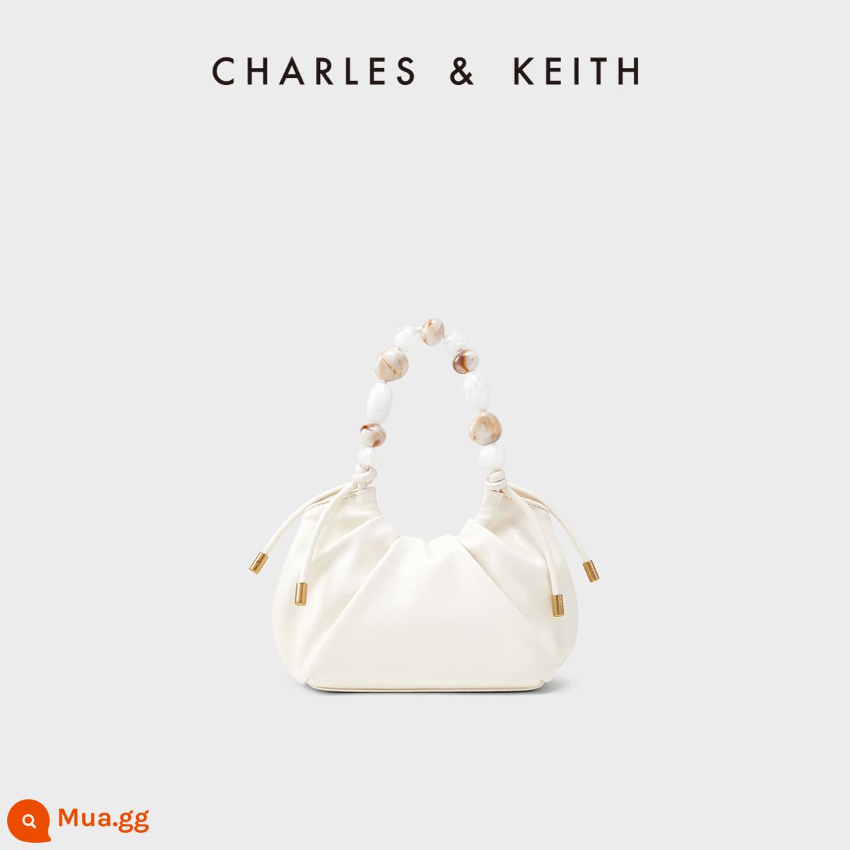 Túi Bucket đeo vai có nếp nhăn mềm mại cho nữ CHARLES&KEITH Shimmering Dewdrop CK2-10270879 - Kem trắng sữa