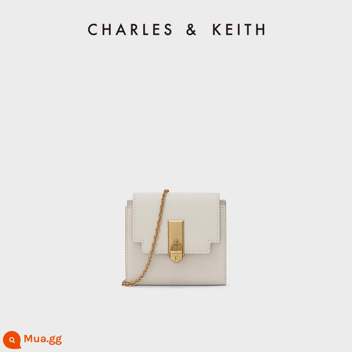 [Hai chiếc giảm 10%] Túi đựng thẻ CHARLES&KEITH CK6-10770508 Ví Messenger nữ phong cách retro - Kem trắng sữa