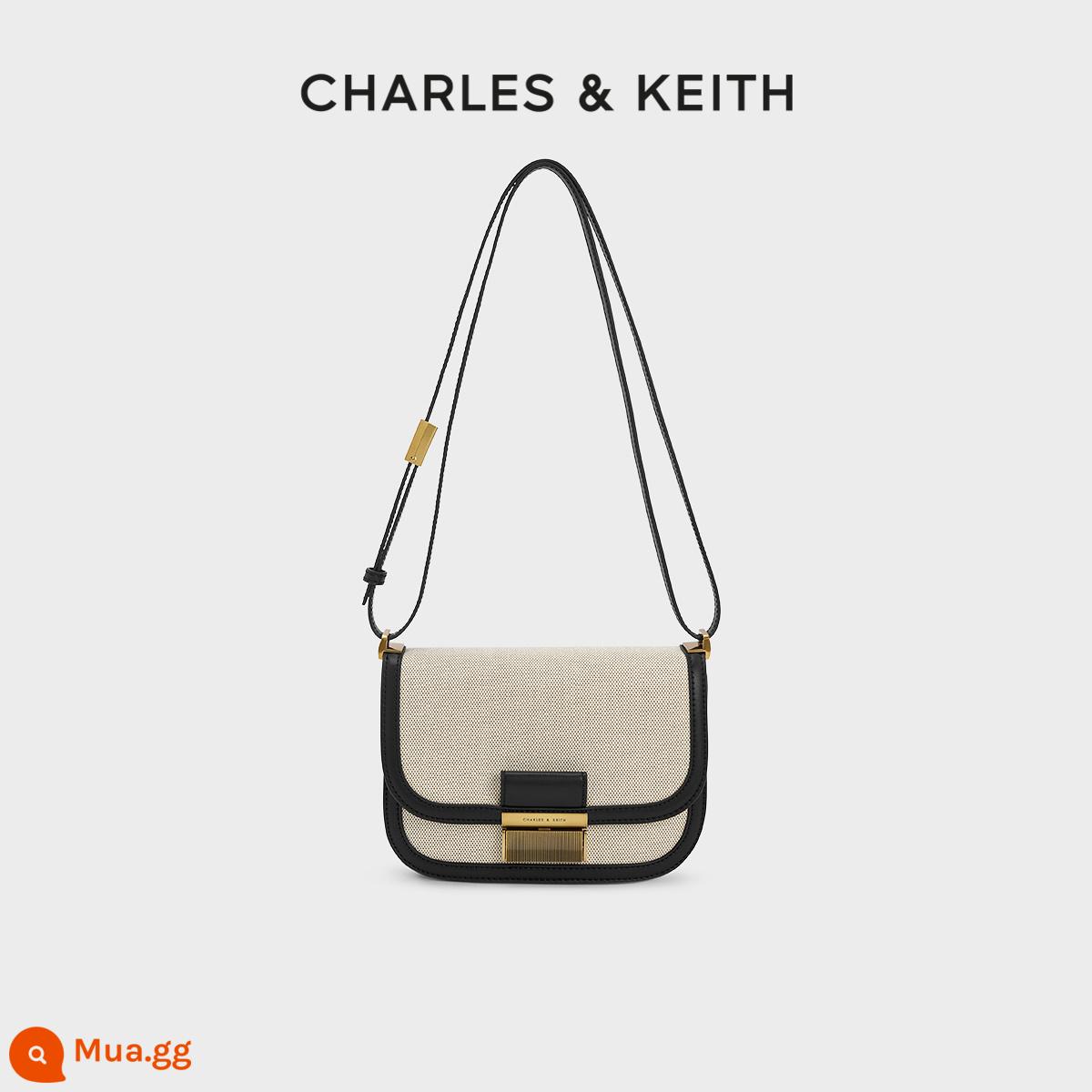 [Quà tặng năm mới] Túi đậu phụ CHARLES&KEITH CK2-80781400 Túi đeo chéo nách khóa kim loại - CK2-80782074 Đen đen