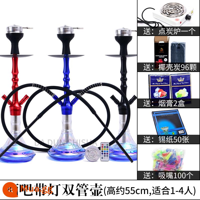 Ả Rập hookah toàn bộ thanh KTV chuyên dụng nhỏ vừa và lớn shisha hookah dán hàng tiêu dùng đầy đủ miễn phí vận chuyển - Ấm đun nước hai ống cỡ vừa dạng quầy bar với gói đèn + sang trọng