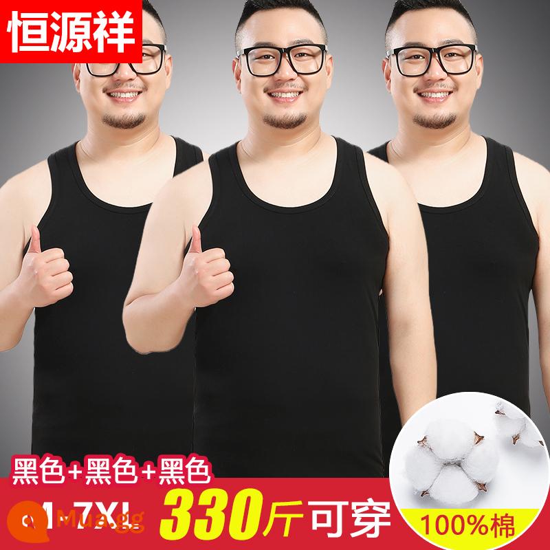 Hengyuanxiang cộng với phân bón và mở rộng vest nam bông nguyên chất bên trong mặc rộng kích thước lớn mùa hè cotton thể thao yếm trong áo - [3-Pack] Đen