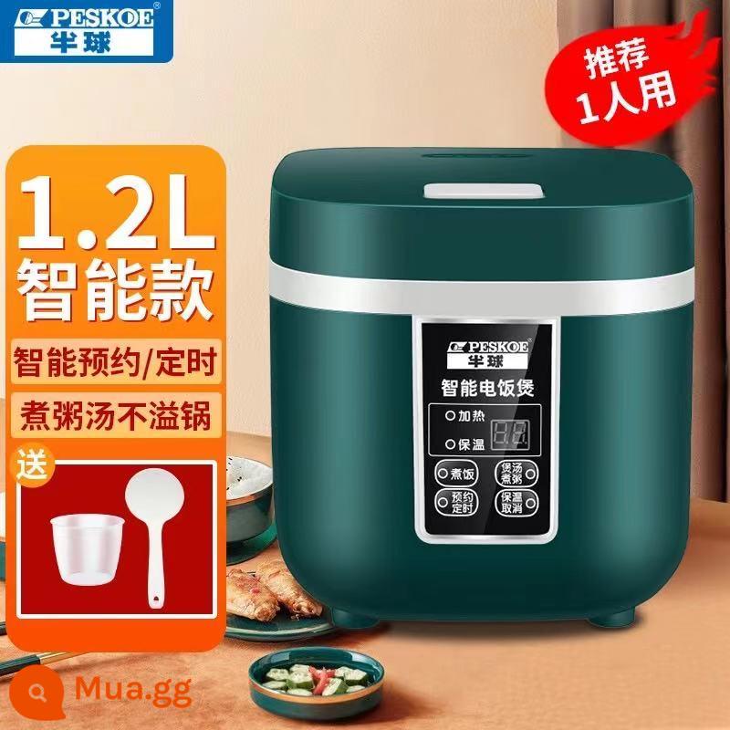 Nồi cơm bán cầu 1-2 mini 3 người nhỏ thông minh đặt trước nồi cơm đa năng hộ gia đình đơn ký túc xá nấu ăn - Model thông minh xanh 1,2 lít phù hợp cho 1 người