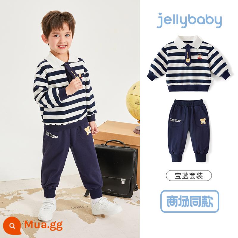 Jellybee 2023 new baby mùa xuân sọc trẻ em quần áo thể thao mùa xuân và mùa thu cậu bé bộ đồ mát mẻ và đẹp trai - ngọc bích