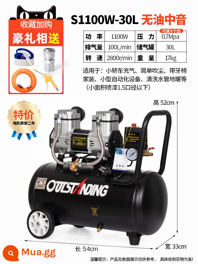 Otus Không Dầu Im Lặng Không Khí 220V Máy Bơm Không Khí Xịt Nhỏ Không Khí Nghề Mộc Trang Trí Máy Bơm Không Khí - S1100W-30L [cung cấp khí ống đôi]