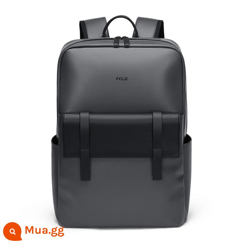 Ba lô nam công sở Polo thời trang du lịch mới ba lô nam sức chứa lớn 15,6 inch xu hướng túi máy tính đi học - Màu xám đen