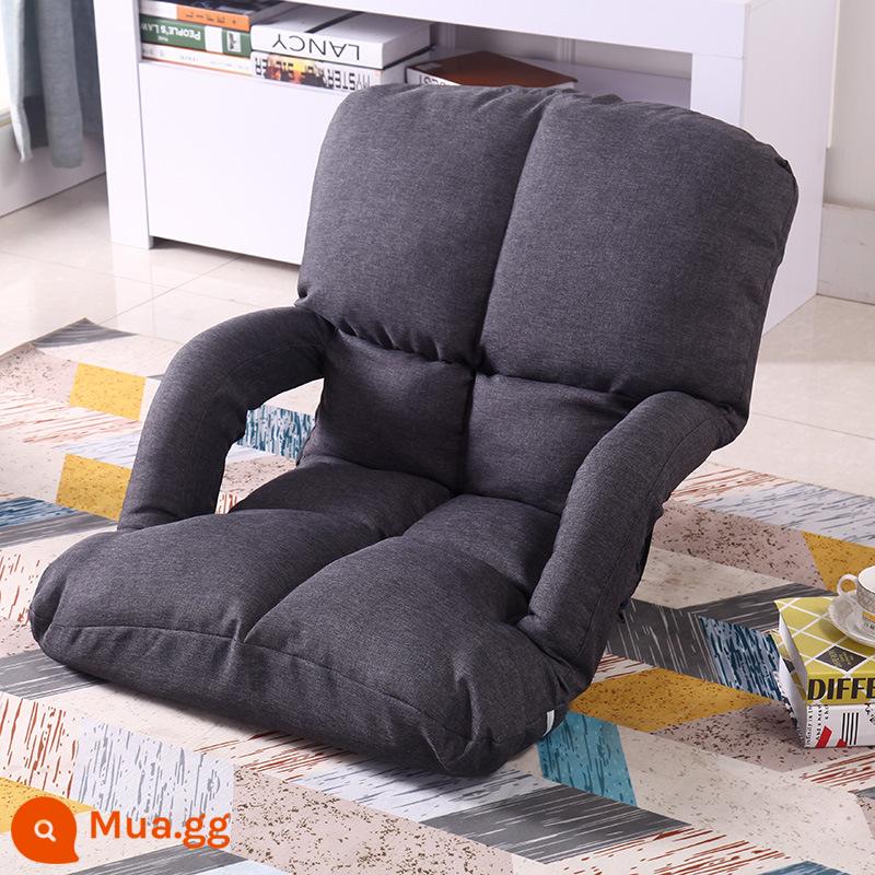 Đệm sàn đệm lười tích hợp cửa sổ bay ghế đệm giường sofa tatami nhật bản có tựa lưng - [Phong cách thoải mái mở rộng] Vải lanh-Xám đậm