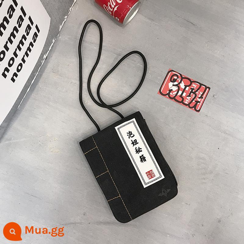 Túi Messenger nam ins túi nhỏ hợp thời trang thương hiệu hợp thời trang canvas satchel cặp đôi ba lô nhỏ túi đeo vai cá nhân túi đựng dụng cụ - Lừa đảo màu đen trong kho