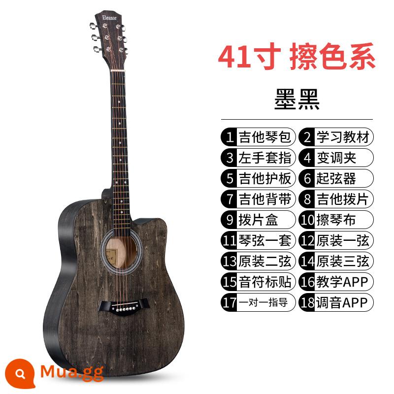 Cameron veneer acoustic đàn guitar dân gian đàn guitar 41 inch mới bắt đầu học sinh nữ nam người mới nhập đàn guitar lưới đàn piano màu đỏ - 41 inch màu đen trong suốt + trọn bộ