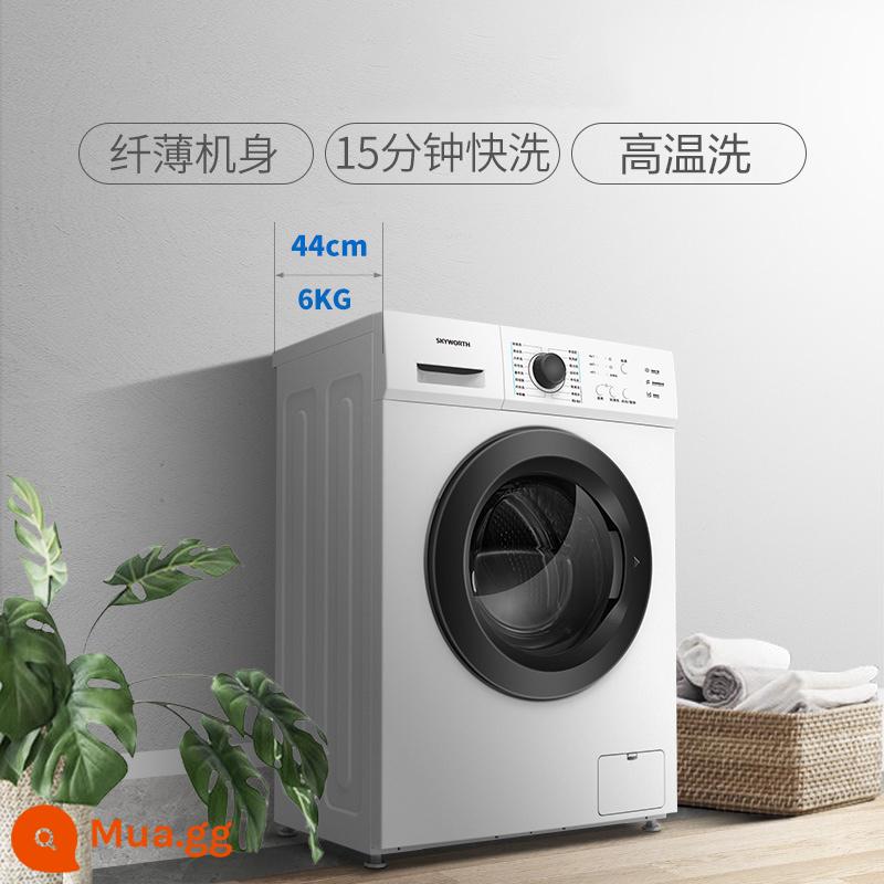 Skyworth 6 kg máy giặt lồng giặt hoàn toàn tự động siêu mỏng phẳng nhúng phòng cho thuê hộ gia đình nhỏ rửa giải tích hợp F60A - Trắng