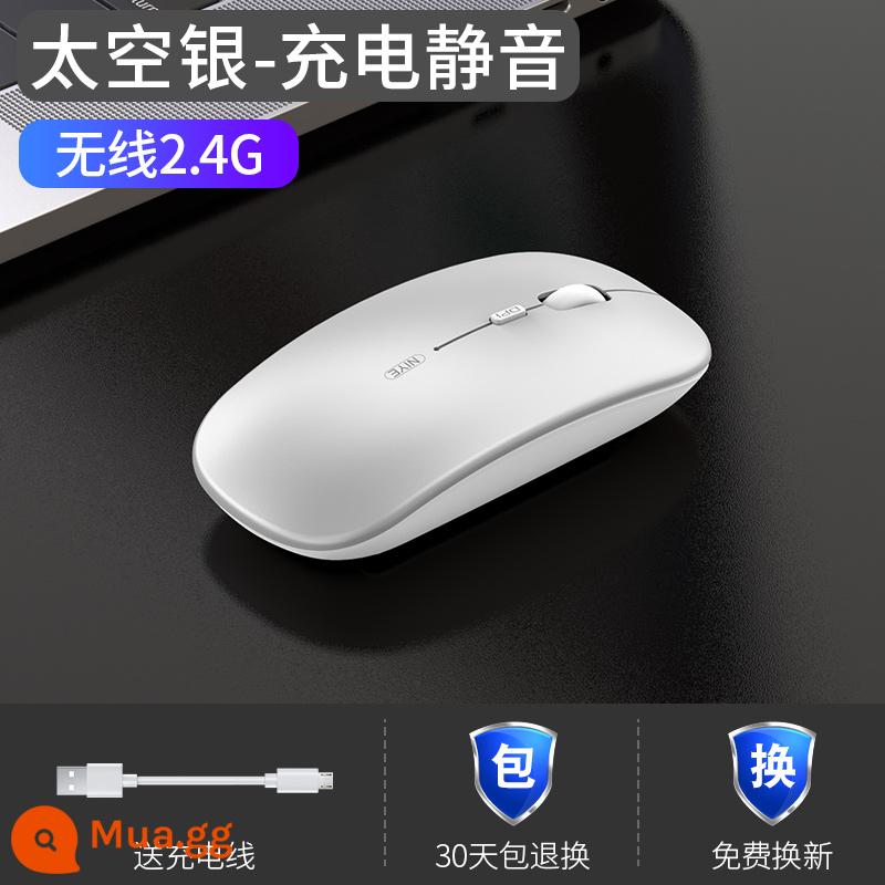 Chuột Bluetooth Không Dây Tắt Tiếng Sạc Máy Tính Xách Tay Máy Tính Văn Phòng Không Giới Hạn Áp Dụng Huawei Lenovo Xiaomi - Phiên bản Space Silver/Không dây [Im lặng + Có thể sạc lại]