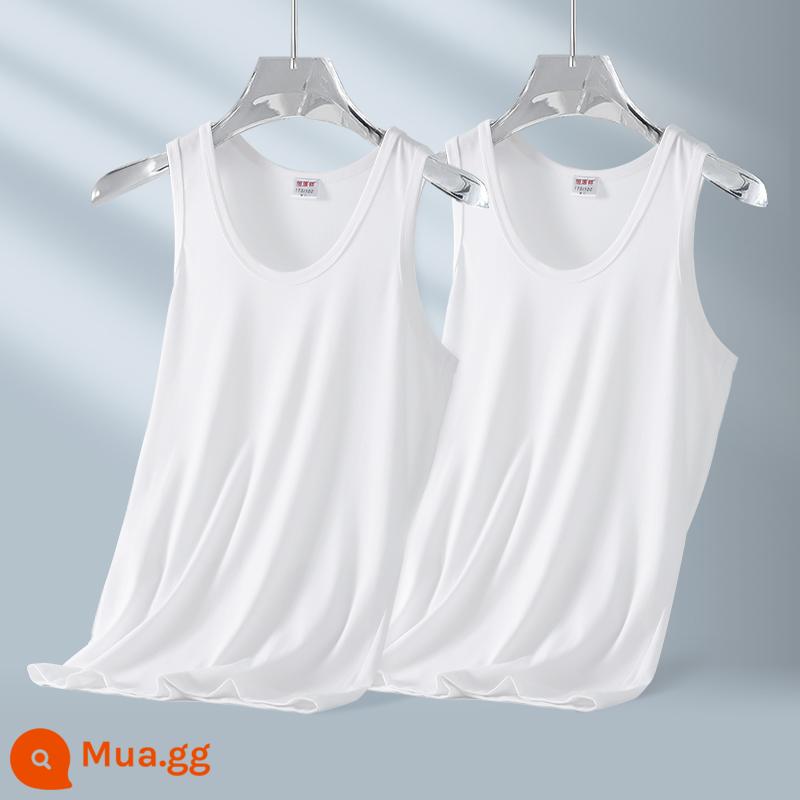 Hengyuanxiang vest nam cotton nguyên chất mặc bên trong cộng với kích thước rộng rãi mùa hè trung niên và người cao tuổi Erdao ông già áo bố - Phương thức lụa băng [trắng + trắng]