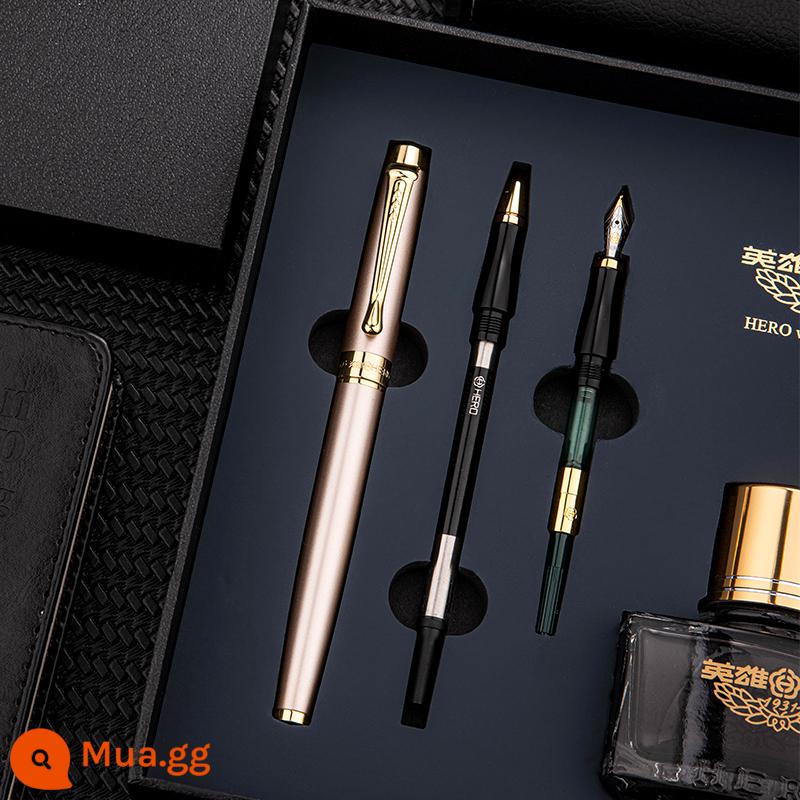 [Hộp quà tặng lễ hội mùa xuân] Hero Pen Official Flagship Store Ngòi vàng 10K H707 Quà tặng văn phòng doanh nghiệp dành cho nam và nữ Quà tặng tinh tế Luyện viết Chữ miễn phí Logo tùy chỉnh - Hộp quà tặng ba trong một bút Iridium vàng (bút máy + nghệ thuật + bút bi)