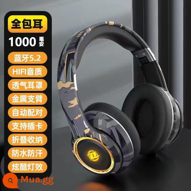 Tai nghe không dây Bluetooth E-Sport Tai nghe không dây Giảm tiếng ồn và cách âm để chơi game và chạy Tuổi thọ pin siêu dài Thích hợp cho Apple và Sony - Phiên bản Chaomu đen và tím [phù hợp cho tai lớn và nhỏ] (chip Bluetooth 5.2 ☆ pin 1000 mAh ☆ hiệu ứng ánh sáng đầy màu sắc và mát mẻ - có thể chuyển đổi)